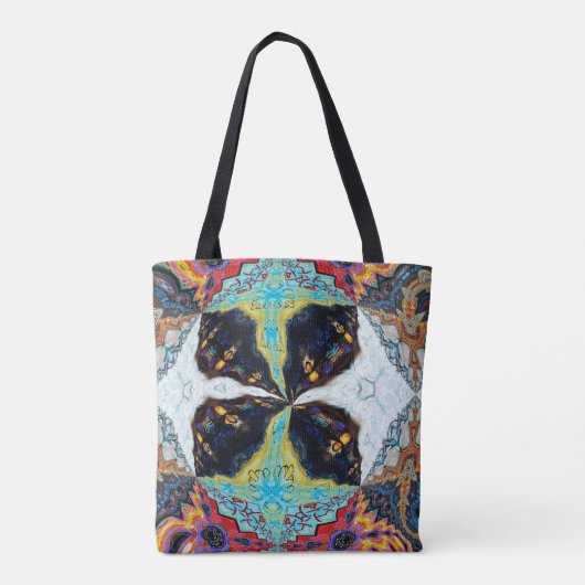 Abstracte Black Flower Canvas tas (Achterkant)