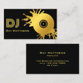 Abstracte Black Gold Music Disc DJ Visitekaartje (Voorkant / Achterkant)