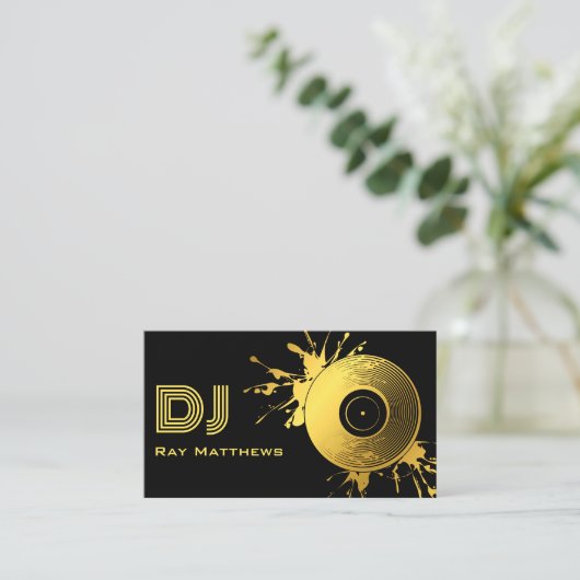 Abstracte Black Gold Music Disc DJ Visitekaartje (Staand voorkant)
