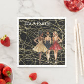 Abstracte Black Gold Party Vrouwen in Jurken Servet (Insitu)