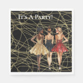 Abstracte Black Gold Party Vrouwen in Jurken Servet (Voorkant)