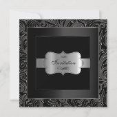 Abstracte Black & Silver Party  | Jubileum Kaart (Voorkant)