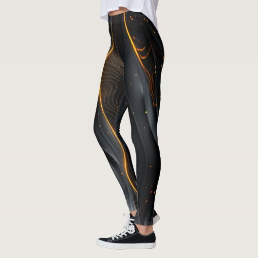 Abstracte Black Wave Leggings (Links)