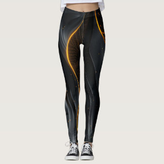 Abstracte Black Wave Leggings