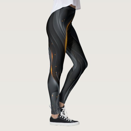 Abstracte Black Wave Leggings (Rechts)