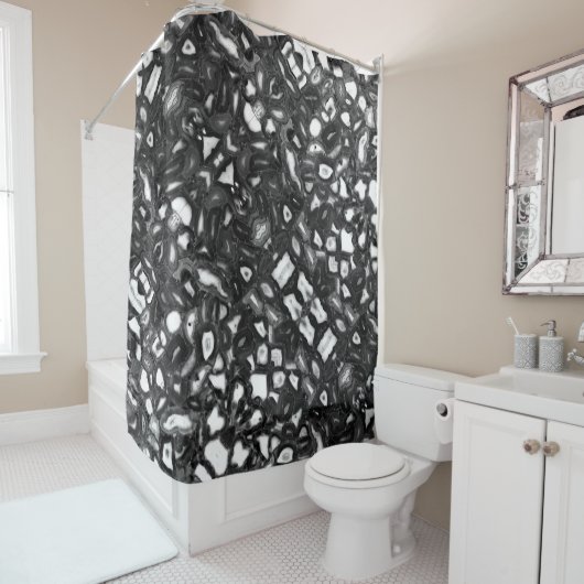 Abstracte Black White agates geode Douchegordijn (In situ)