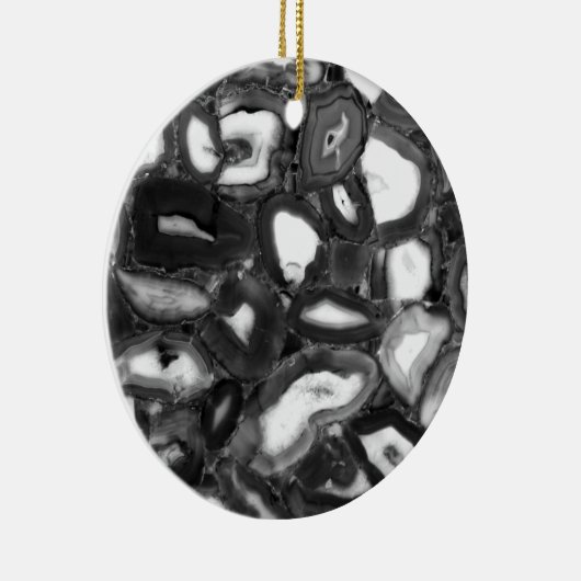 Abstracte Black White agates geode Keramisch Ornament (Rechts)
