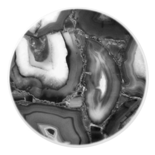 Abstracte Black White agates geode Keramische Knop (Voorkant)