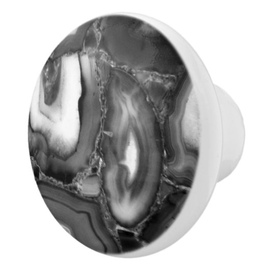 Abstracte Black White agates geode Keramische Knop (Rechts)