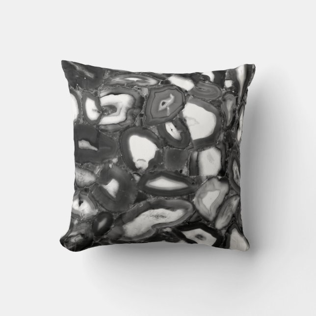 Abstracte Black White agates geode Kussen (Voorkant)