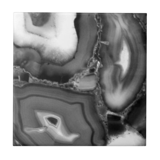 Abstracte Black White agates geode Tegeltje (Voorkant)