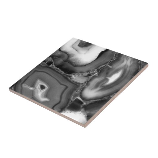 Abstracte Black White agates geode Tegeltje (Zijkant)