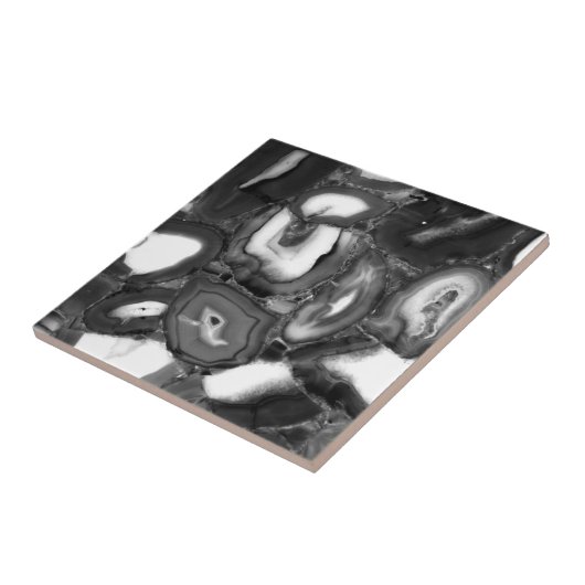 Abstracte Black White agates geode Tegeltje (Zijkant)