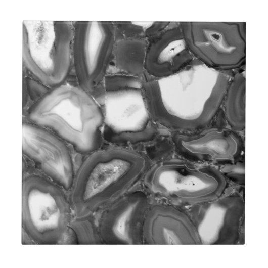 Abstracte Black White agates geode Tegeltje (Voorkant)
