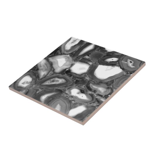 Abstracte Black White agates geode Tegeltje (Zijkant)