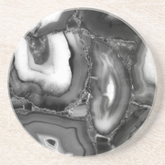 Abstracte Black White agates geode Zandsteen Onderzetter (Voorkant)