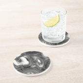 Abstracte Black White agates geode Zandsteen Onderzetter (Zijkant)