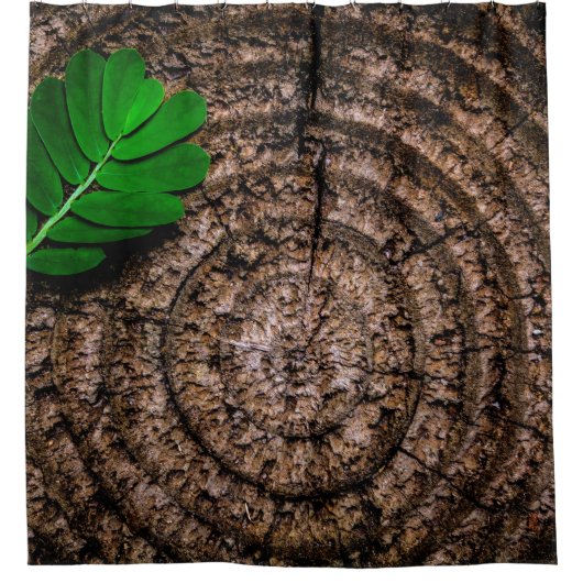 Abstracte bladboomstam groen douchegordijn (Voorkant)