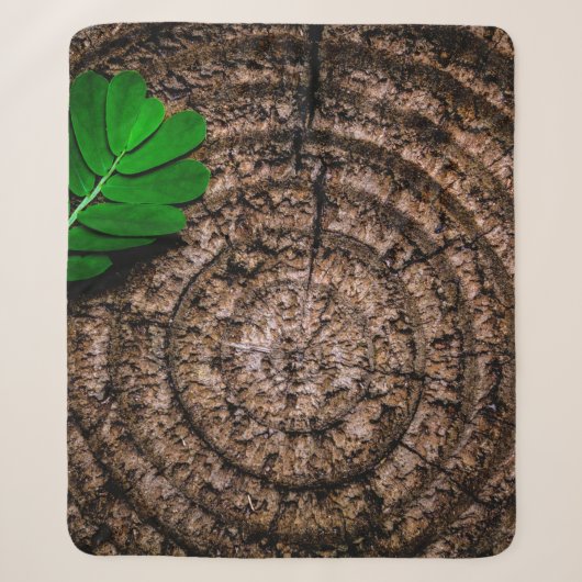 Abstracte bladboomstam groen sherpa deken (Voorkant)
