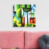 Abstracte bladeren canvas afdruk (Insitu (Woonkamer))