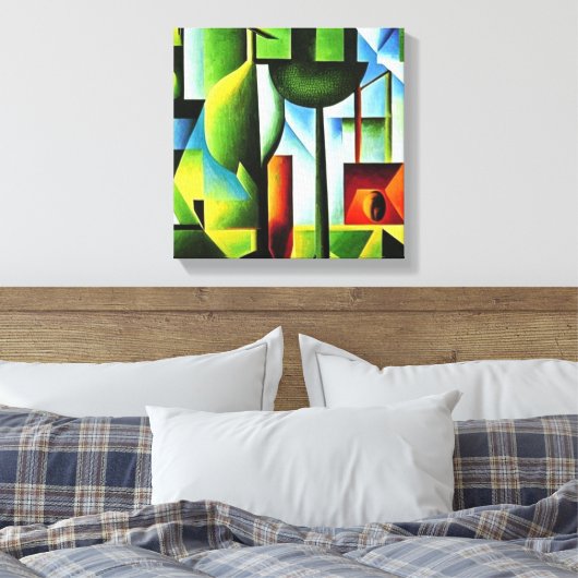 Abstracte bladeren canvas afdruk (Insitu (Slaapkamer))