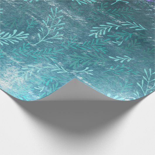 Abstracte bladeren en strijklichten op groen cadeaupapier (Hoek)