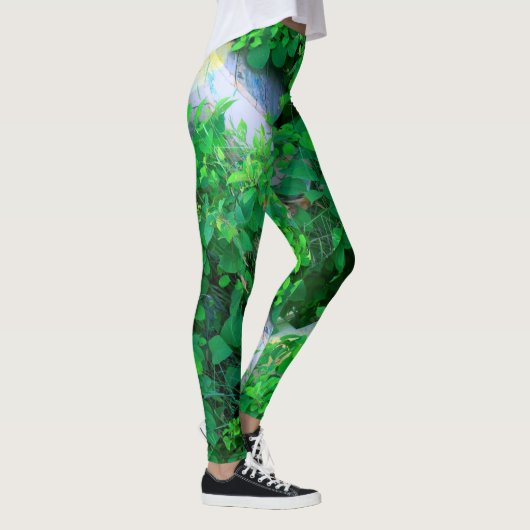 abstracte bladeren groen leggings (Rechts)