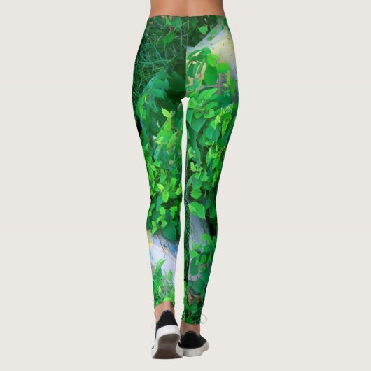 abstracte bladeren groen leggings (Achterkant)