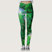 abstracte bladeren groen leggings (Voorkant)