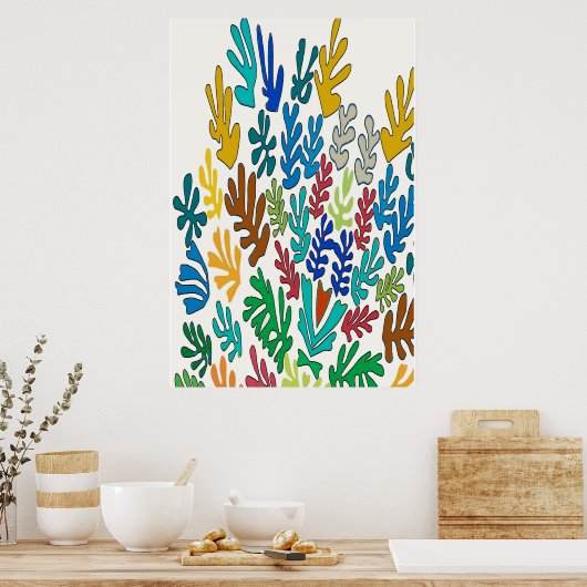 Abstracte bladeren (hart) poster (Keuken)