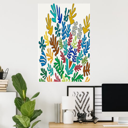 Abstracte bladeren (hart) poster (Thuiskantoor)