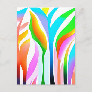 Abstracte bladeren in veelkleurige pastels briefkaart