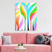 Abstracte bladeren in veelkleurige pastels canvas afdruk (Insitu (Woonkamer))