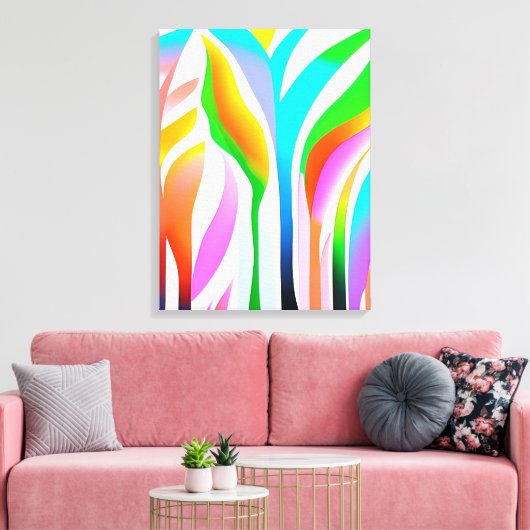 Abstracte bladeren in veelkleurige pastels canvas afdruk (Insitu (Woonkamer))