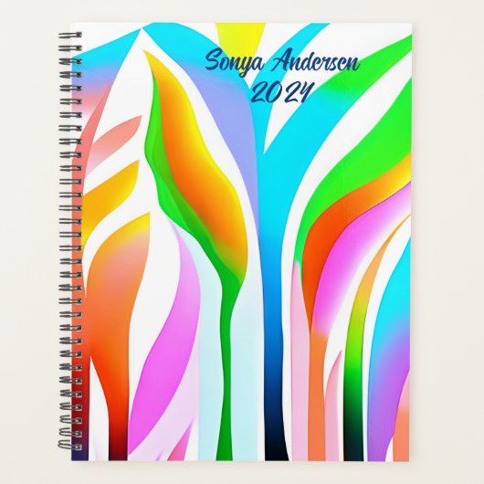 Abstracte bladeren in veelkleurige pastels planner (Voorkant)
