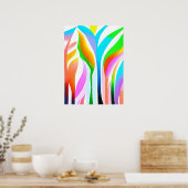 Abstracte bladeren in veelkleurige pastels poster (Keuken)
