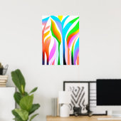 Abstracte bladeren in veelkleurige pastels poster (Thuiskantoor)