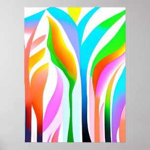 Abstracte bladeren in veelkleurige pastels poster