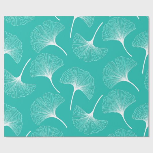 Abstracte bladeren met witte en turkooizen cadeaupapier (Vlak)