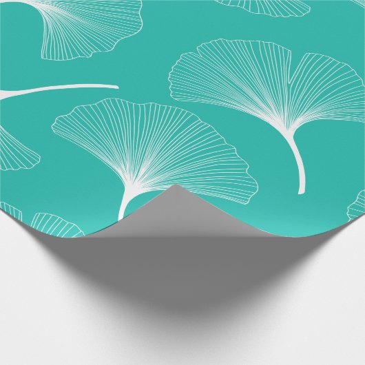 Abstracte bladeren met witte en turkooizen cadeaupapier (Hoek)