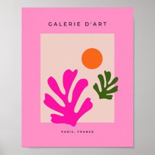 Abstracte bladeren minimalistische roze Sinaasappe Poster