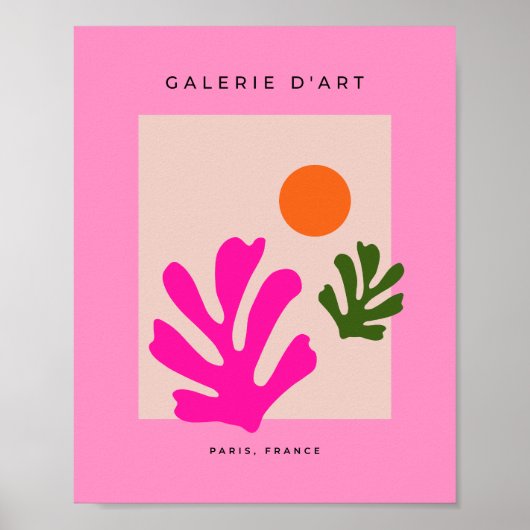 Abstracte bladeren minimalistische roze Sinaasappe Poster (Voorkant)