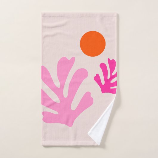 Abstracte bladeren roze Sinaasappel moderne vormen Bad Handdoek (Handdoek)