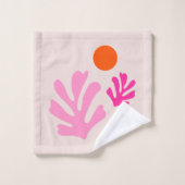 Abstracte bladeren roze Sinaasappel moderne vormen Bad Handdoek (Wasdoekje)