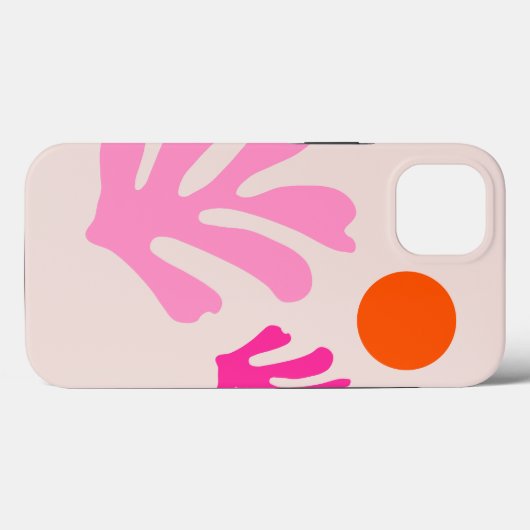 Abstracte bladeren roze Sinaasappel moderne vormen Case-Mate iPhone Case (Achterkant (horizontaal))