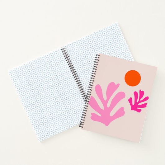 Abstracte bladeren roze Sinaasappel moderne vormen Notitieboek (Binnen)