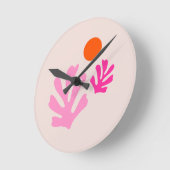 Abstracte bladeren roze Sinaasappel moderne vormen Ronde Klok (Hoek)