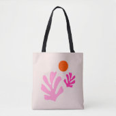 Abstracte bladeren roze Sinaasappel moderne vormen Tote Bag (Voorkant)