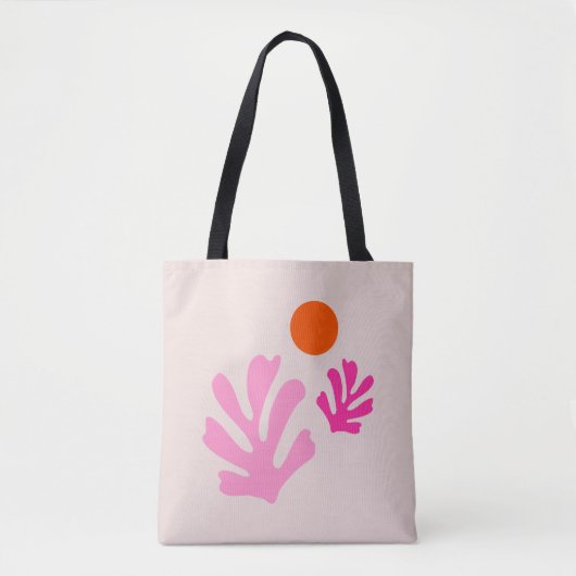 Abstracte bladeren roze Sinaasappel moderne vormen Tote Bag (Voorkant)