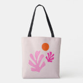 Abstracte bladeren roze Sinaasappel moderne vormen Tote Bag (Achterkant)